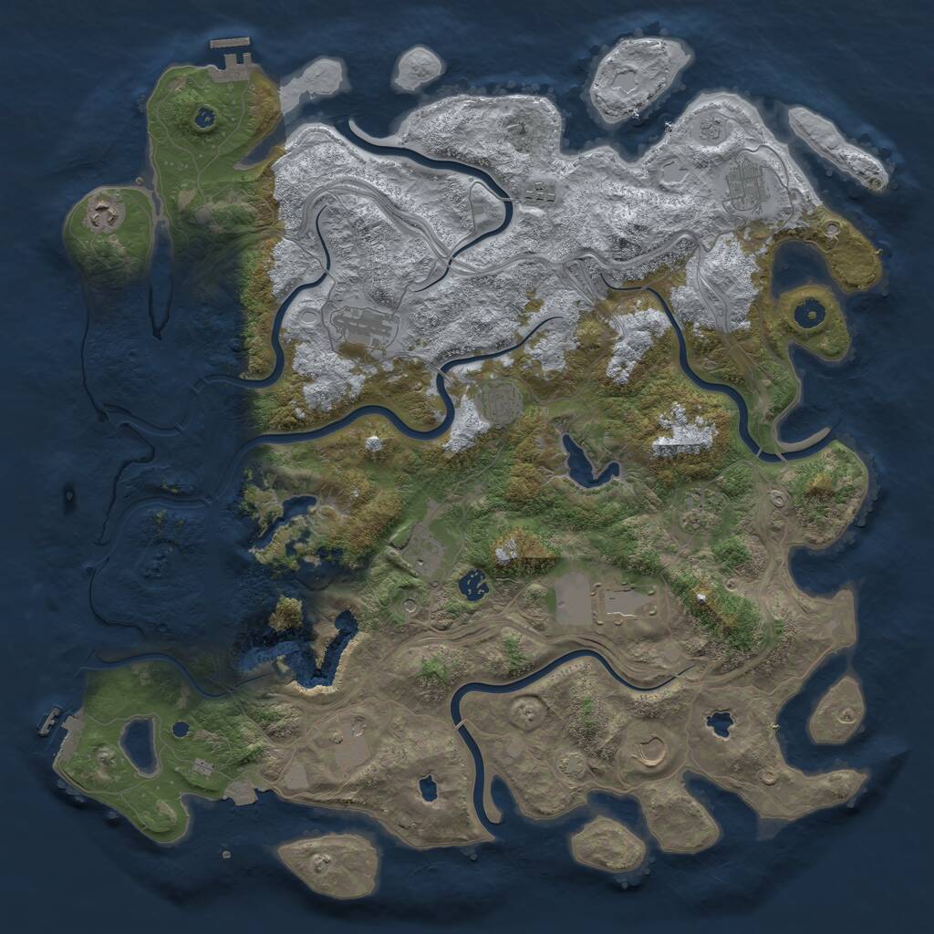 Rust Map: Procedural Map, Size: 4750, Seed: 7648869, 17 Monuments