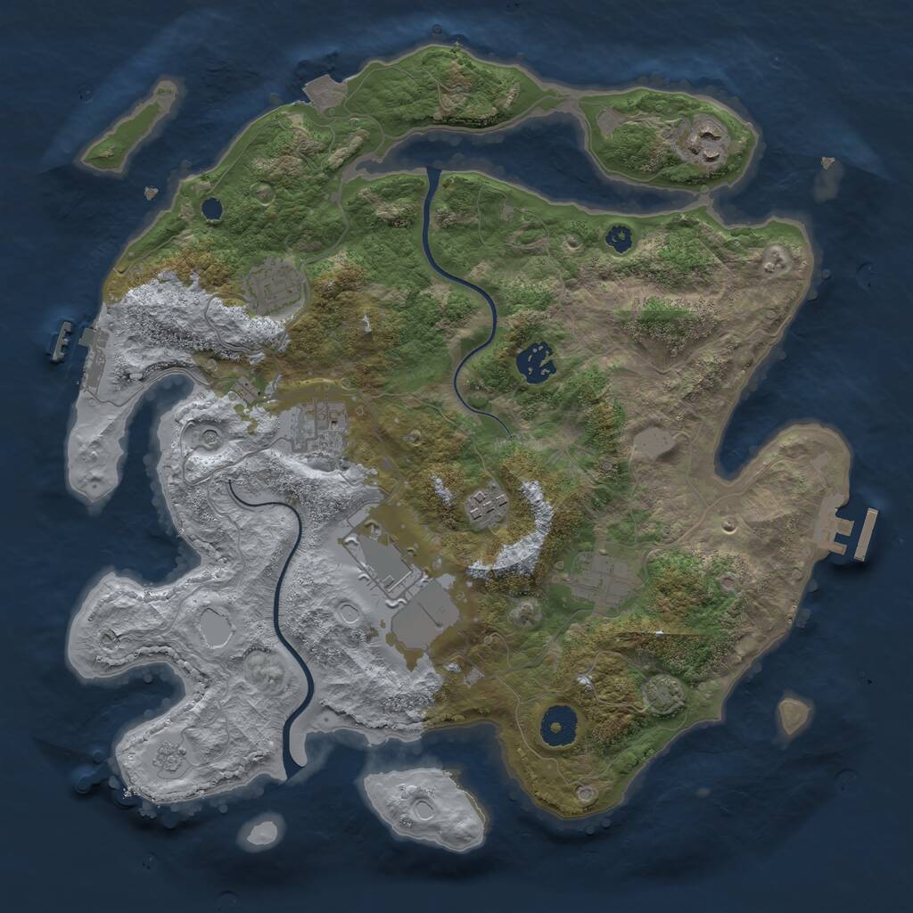 Rust Map: Procedural Map, Size: 3500, Seed: 16987, 13 Monuments