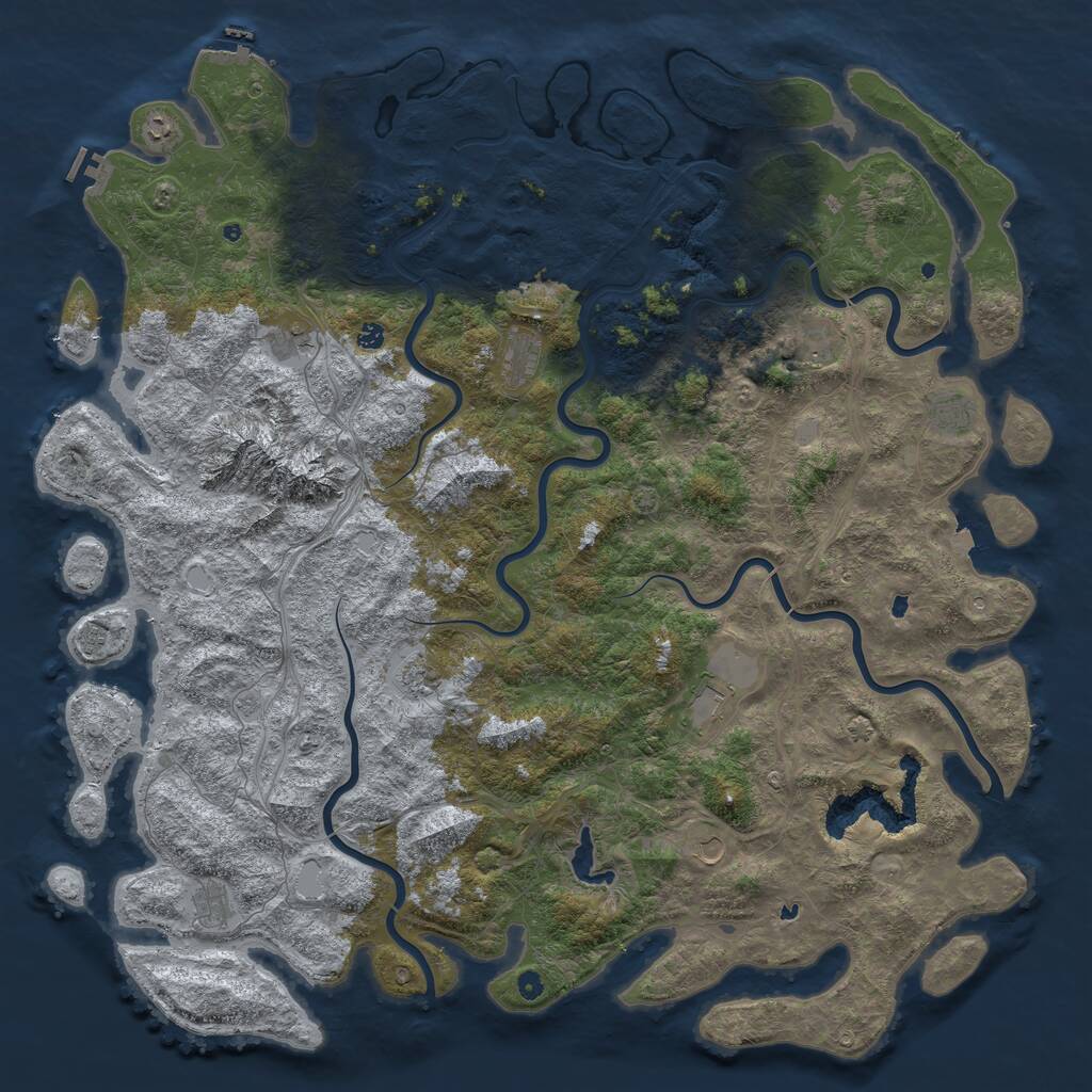 Rust Map: Procedural Map, Size: 6000, Seed: 101931120, 17 Monuments