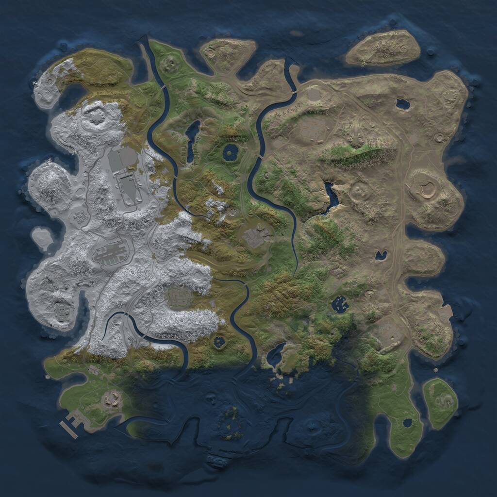 Rust Map: Procedural Map, Size: 4500, Seed: 392978813, 16 Monuments