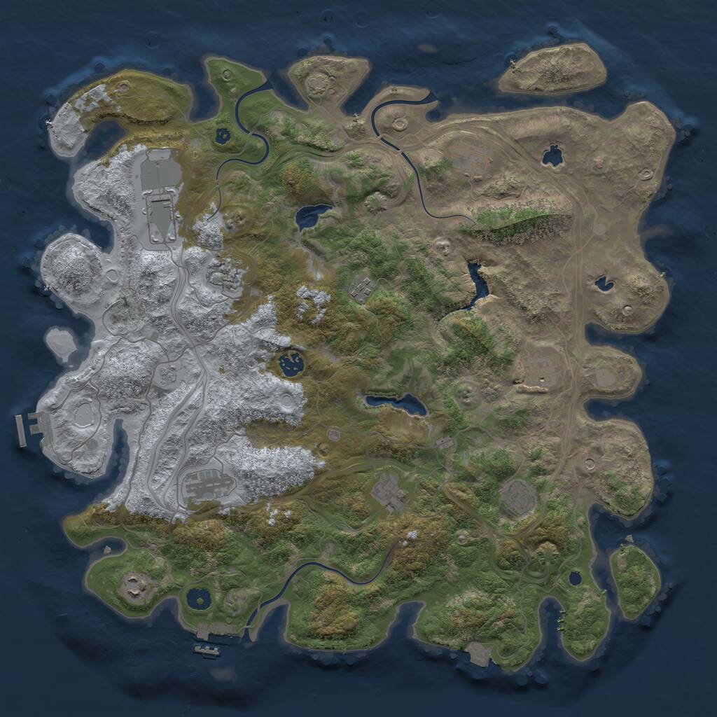 Rust Map: Procedural Map, Size: 4500, Seed: 392978813, 16 Monuments