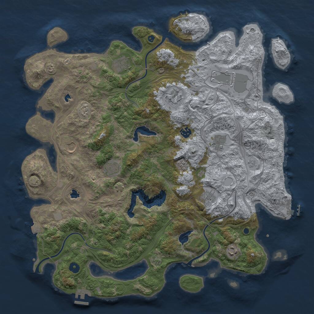Rust Map: Procedural Map, Size: 4500, Seed: 53176314, 16 Monuments