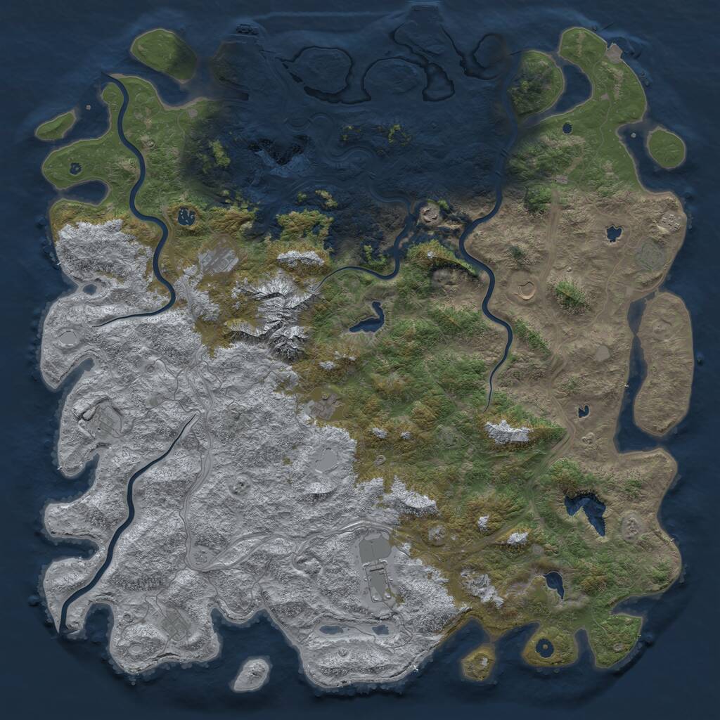 Rust Map: Procedural Map, Size: 6000, Seed: 1981828925, 17 Monuments