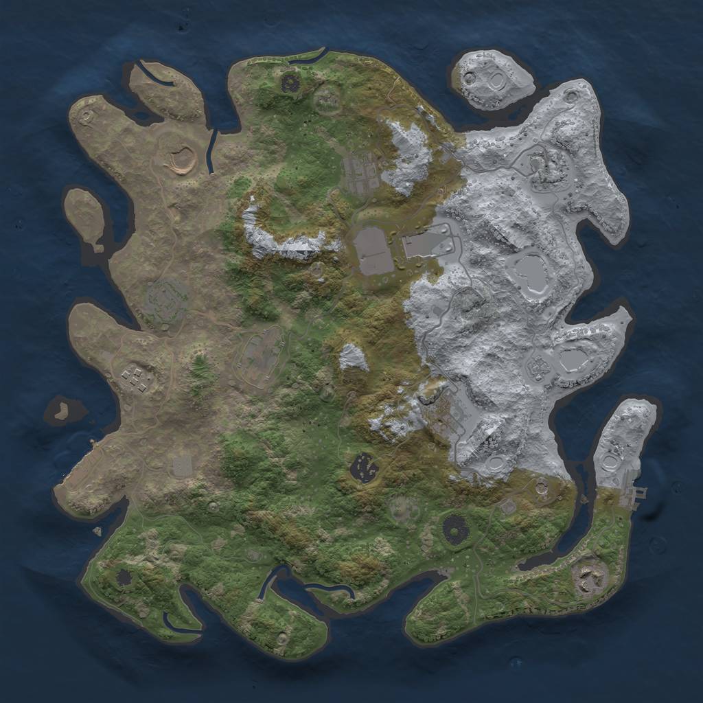 Rust Map: Procedural Map, Size: 3800, Seed: 27481, 17 Monuments