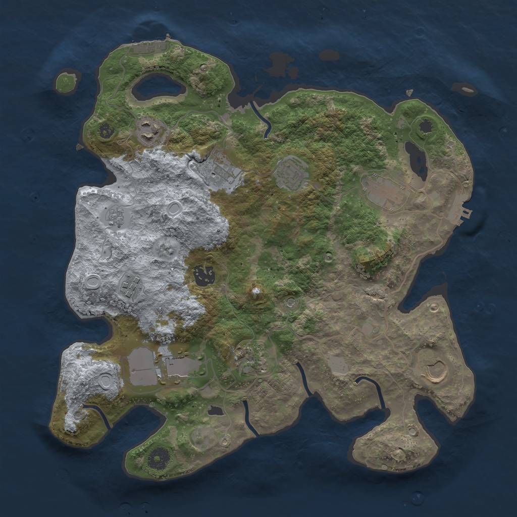 Rust Map: Procedural Map, Size: 3500, Seed: 185396, 16 Monuments