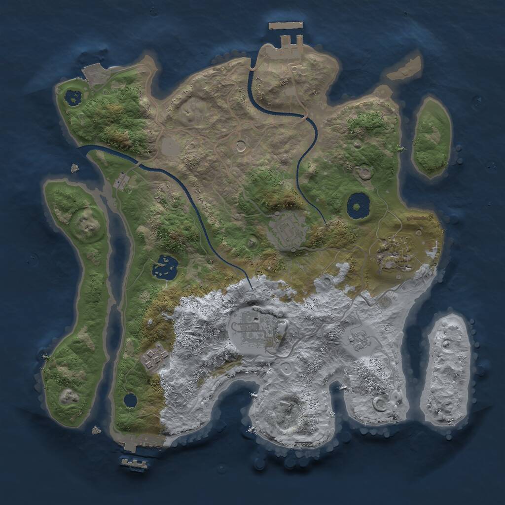 Rust Map: Procedural Map, Size: 3000, Seed: 1519762074, 10 Monuments