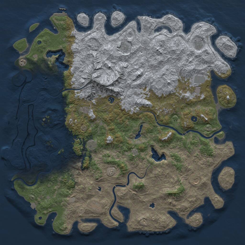 Rust Map: Procedural Map, Size: 6000, Seed: 1341989018, 17 Monuments