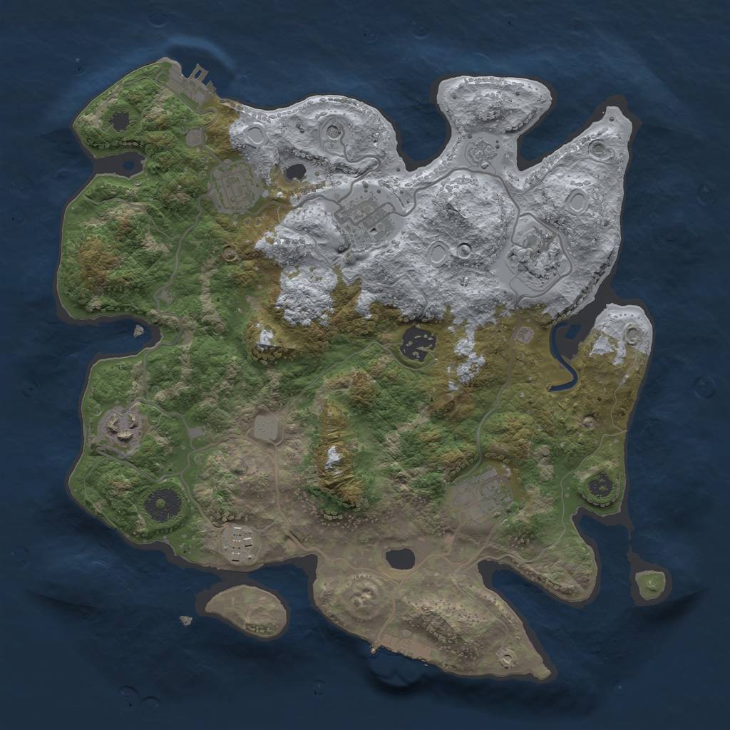 Rust Map: Procedural Map, Size: 3200, Seed: 357802158, 14 Monuments