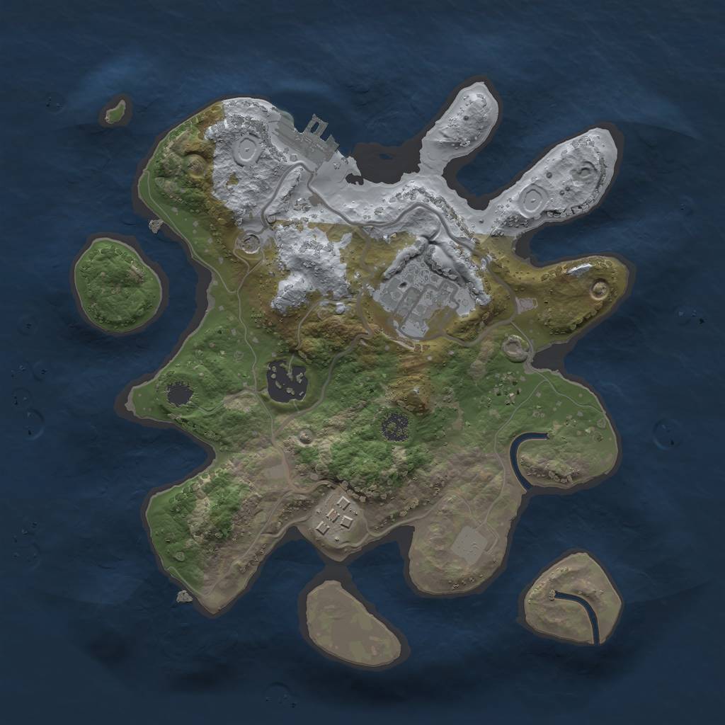 Rust Map: Procedural Map, Size: 2500, Seed: 1293072584, 8 Monuments
