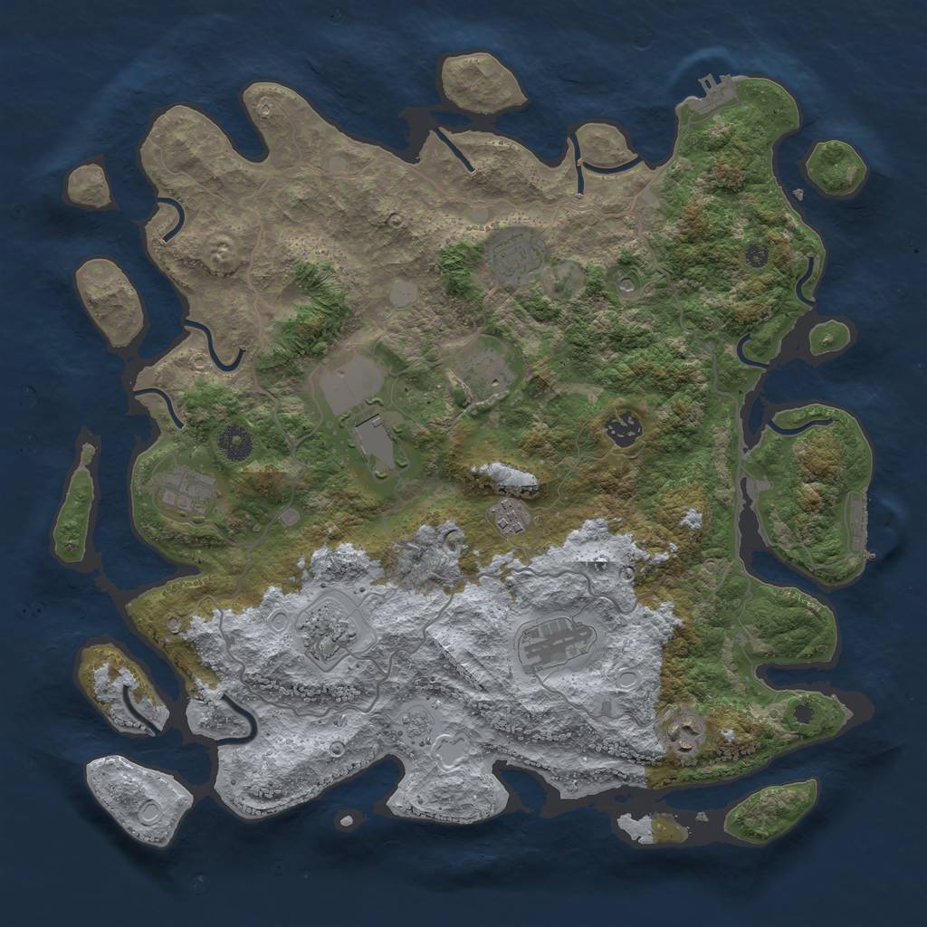 Rust Map: Procedural Map, Size: 4000, Seed: 2077279427, 16 Monuments