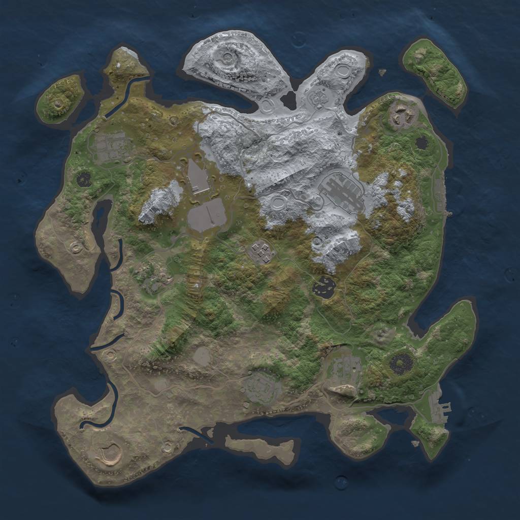 Rust Map: Procedural Map, Size: 3500, Seed: 72768319, 17 Monuments