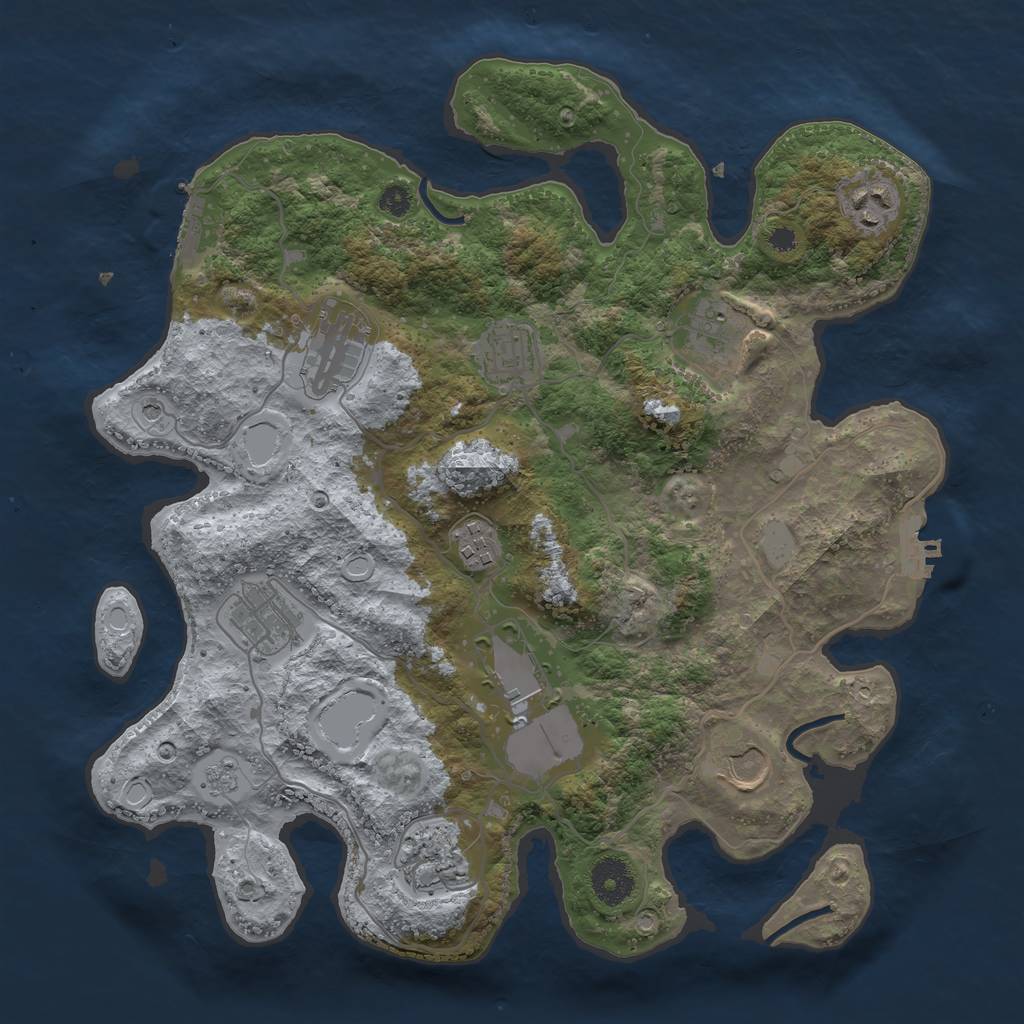 Rust Map: Procedural Map, Size: 3500, Seed: 163229861, 16 Monuments