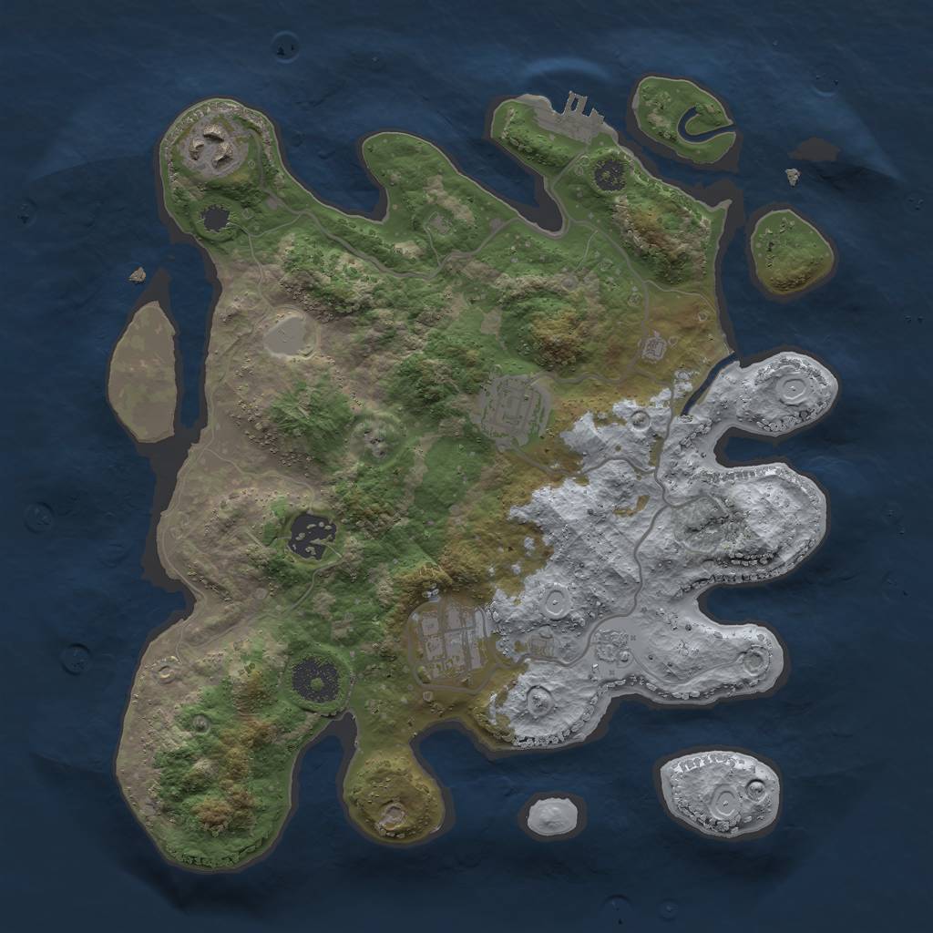 Rust Map: Procedural Map, Size: 3000, Seed: 1017105101, 9 Monuments