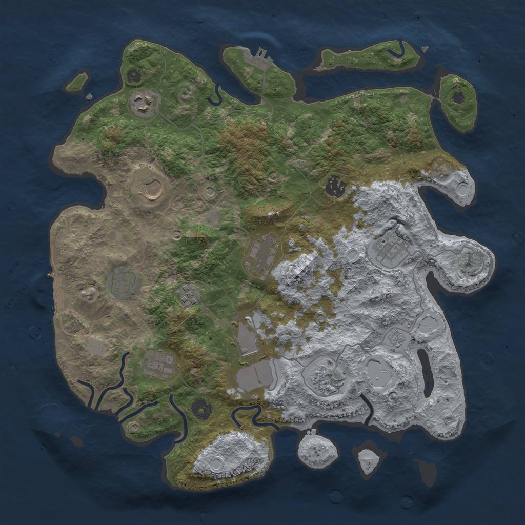 Rust Map: Procedural Map, Size: 3800, Seed: 23473, 17 Monuments