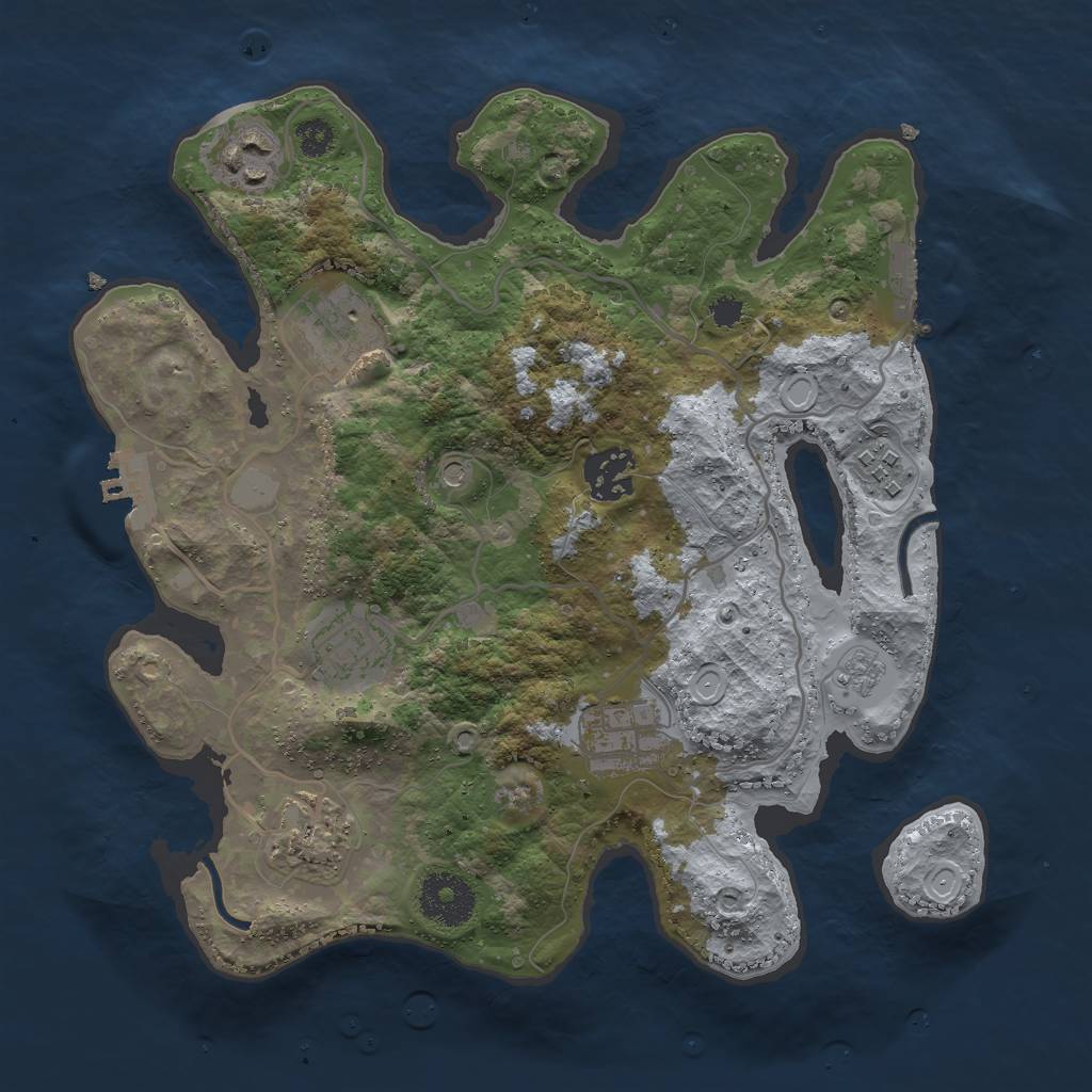 Rust Map: Procedural Map, Size: 3000, Seed: 947595384, 14 Monuments