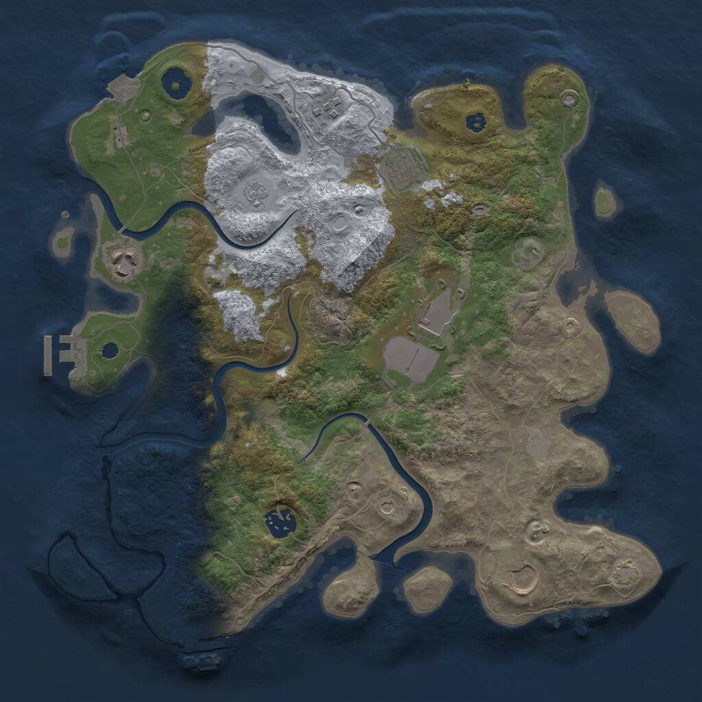 Rust Map: Procedural Map, Size: 3500, Seed: 1044392525, 12 Monuments