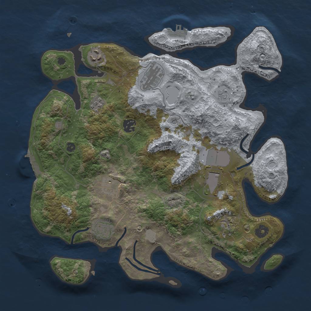 Rust Map: Procedural Map, Size: 3500, Seed: 2012956330, 15 Monuments