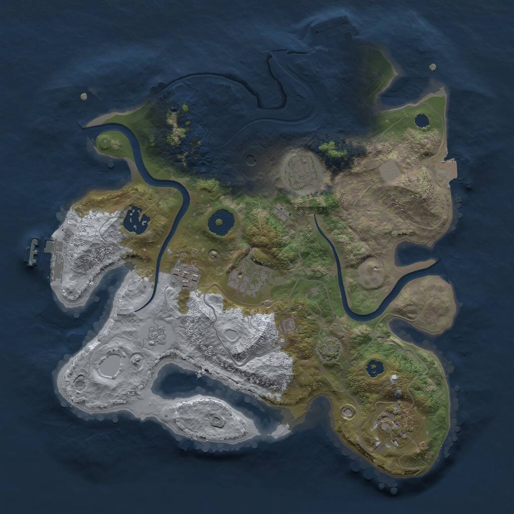 Rust Map: Procedural Map, Size: 3000, Seed: 69593796, 11 Monuments