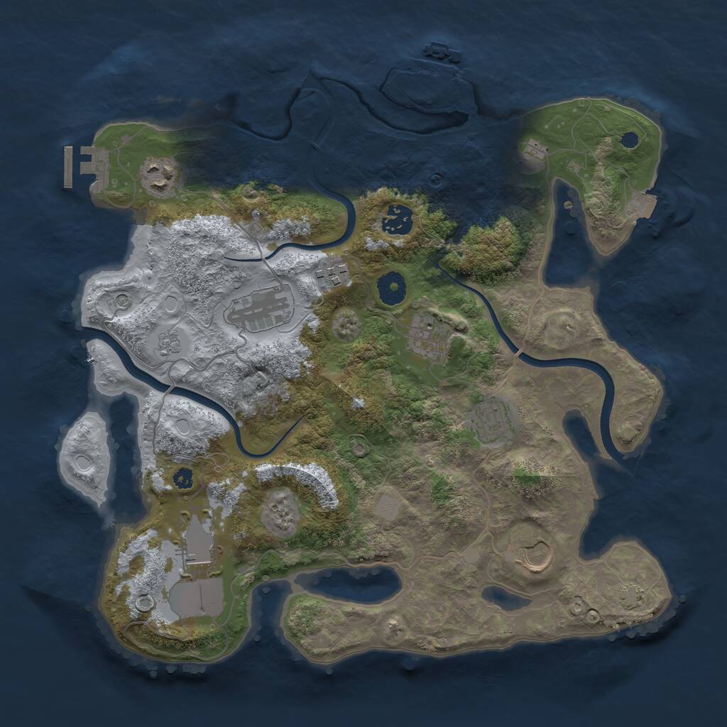Rust Map: Procedural Map, Size: 3500, Seed: 53224, 14 Monuments