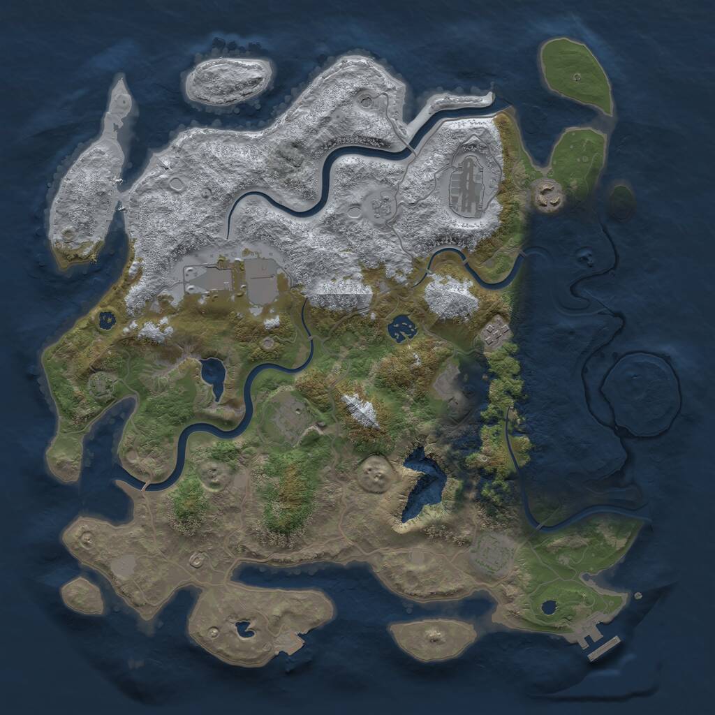 Rust Map: Procedural Map, Size: 4000, Seed: 41562, 13 Monuments