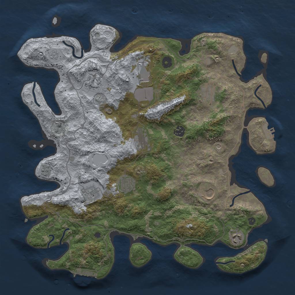Rust Map: Procedural Map, Size: 4000, Seed: 1470658291, 17 Monuments