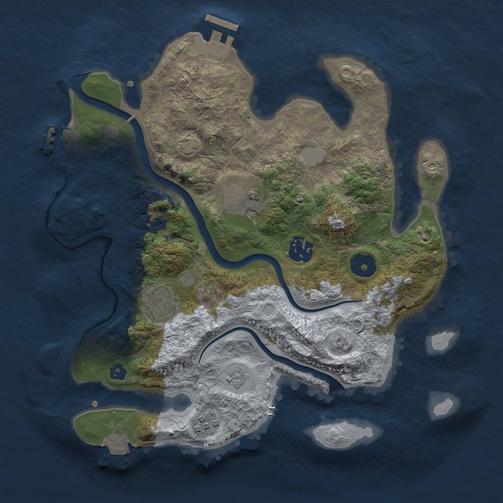 Rust Map: Procedural Map, Size: 3000, Seed: 184337509, 10 Monuments