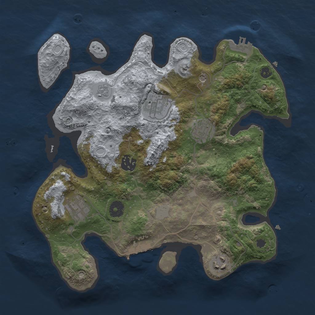 Rust Map: Procedural Map, Size: 3000, Seed: 3049518, 12 Monuments