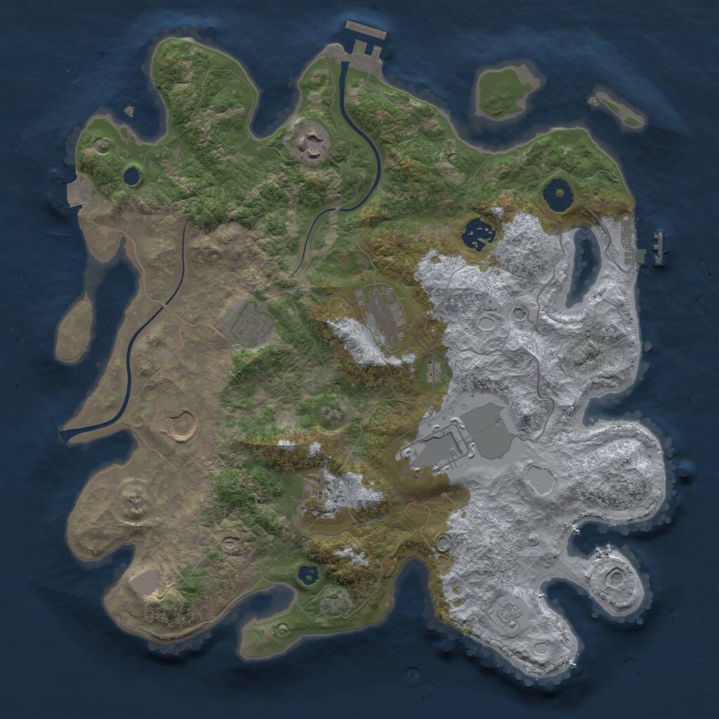 Rust Map: Procedural Map, Size: 3500, Seed: 1731126104, 13 Monuments