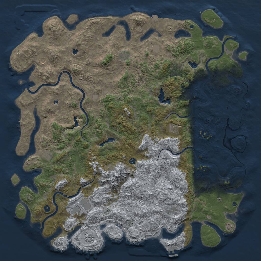 Rust Map: Procedural Map, Size: 6000, Seed: 162909325, 17 Monuments