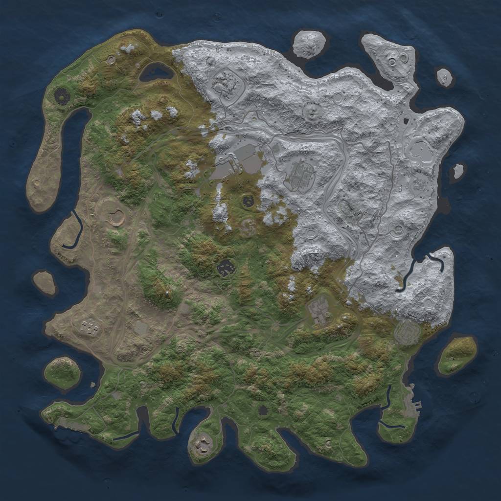 Rust Map: Procedural Map, Size: 4500, Seed: 484096728, 16 Monuments