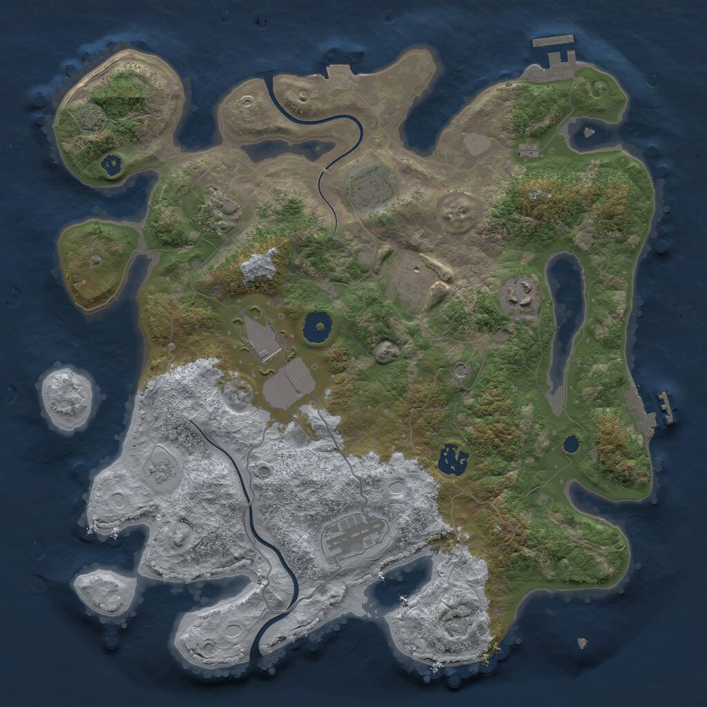 Rust Map: Procedural Map, Size: 3500, Seed: 58169535, 13 Monuments