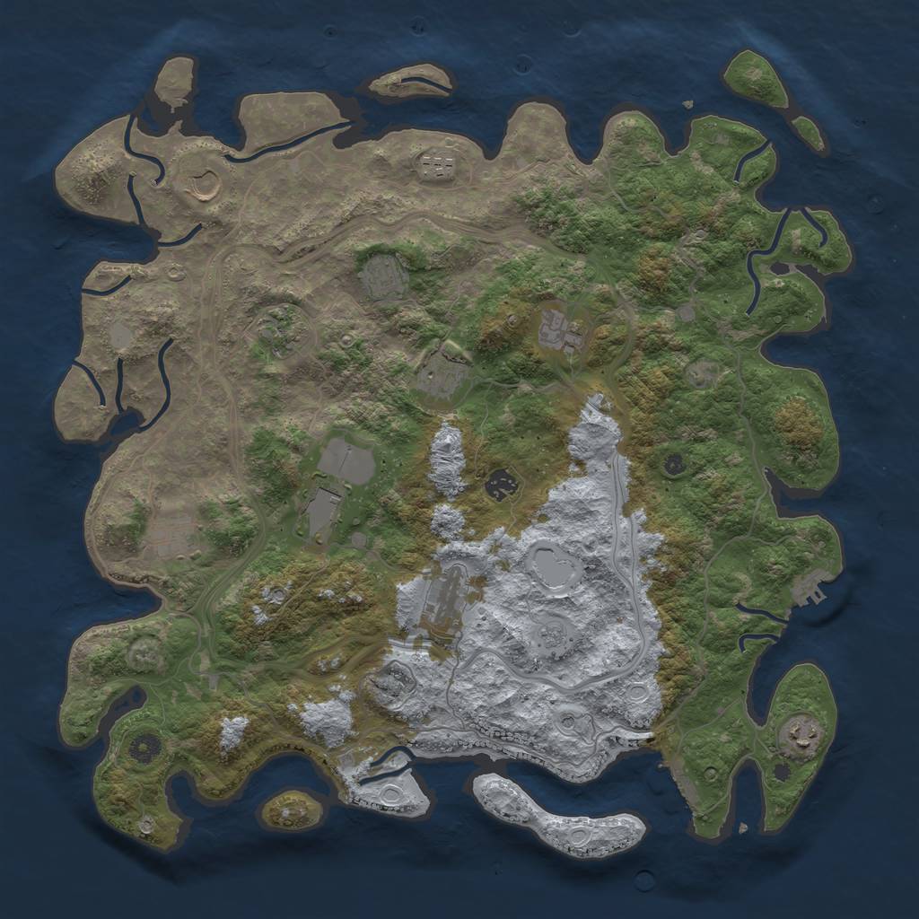 Rust Map: Procedural Map, Size: 4500, Seed: 1760207916, 18 Monuments