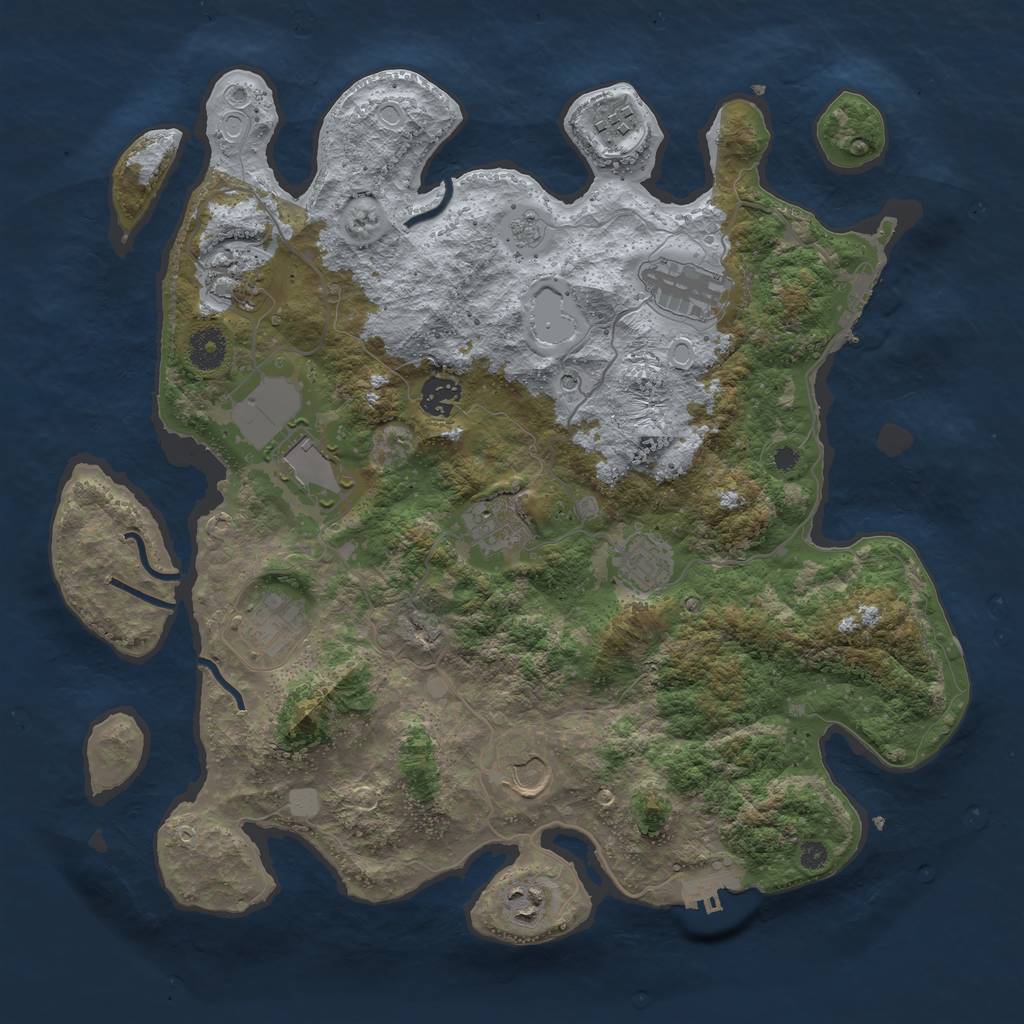 Rust Map: Procedural Map, Size: 3800, Seed: 50122558, 17 Monuments
