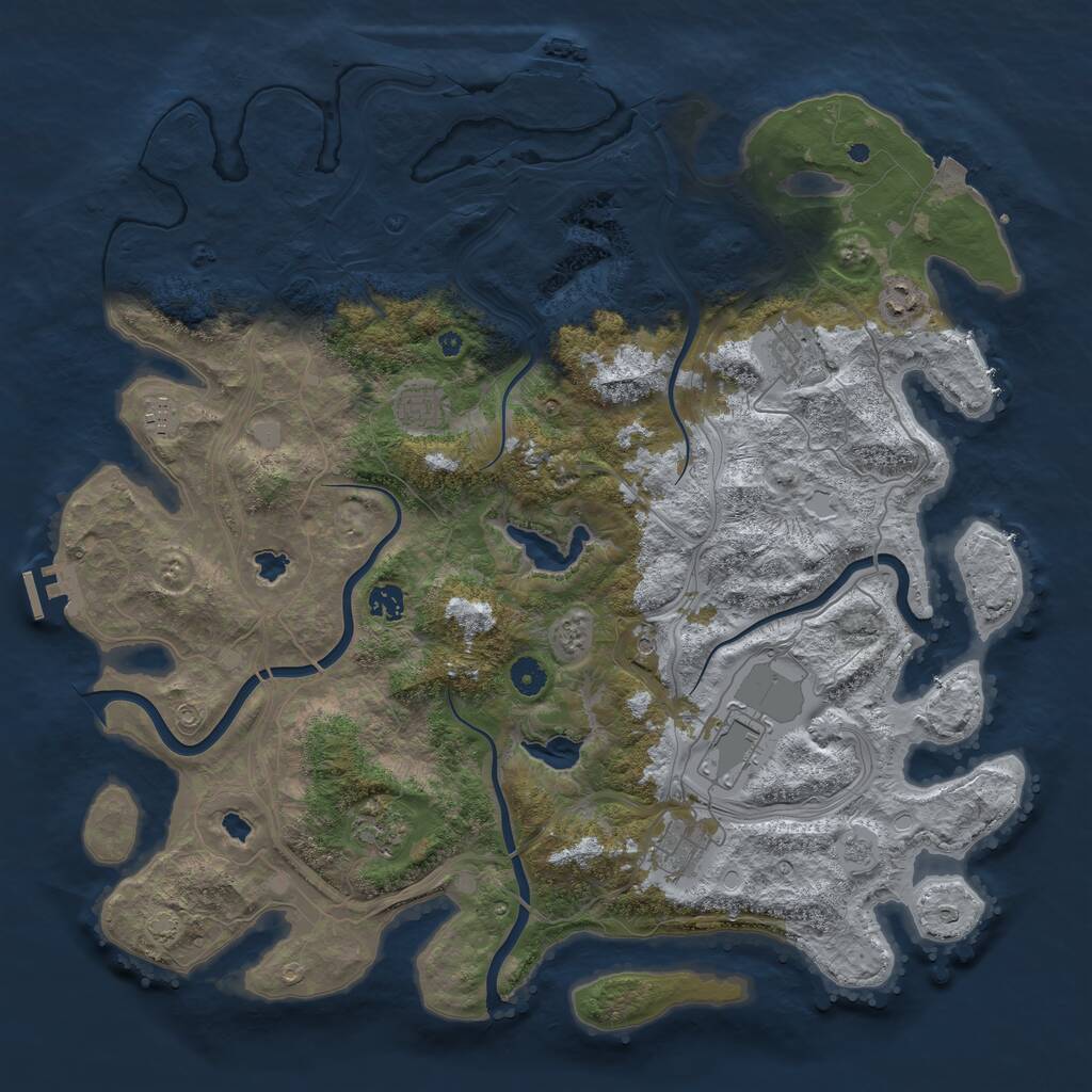Rust Map: Procedural Map, Size: 4500, Seed: 27997225, 14 Monuments