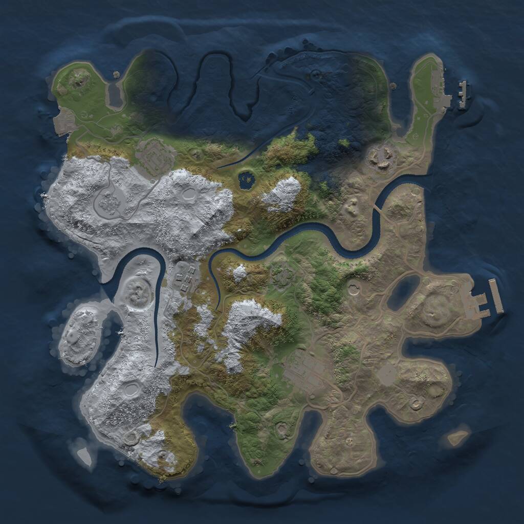 Rust Map: Procedural Map, Size: 3000, Seed: 742456, 10 Monuments