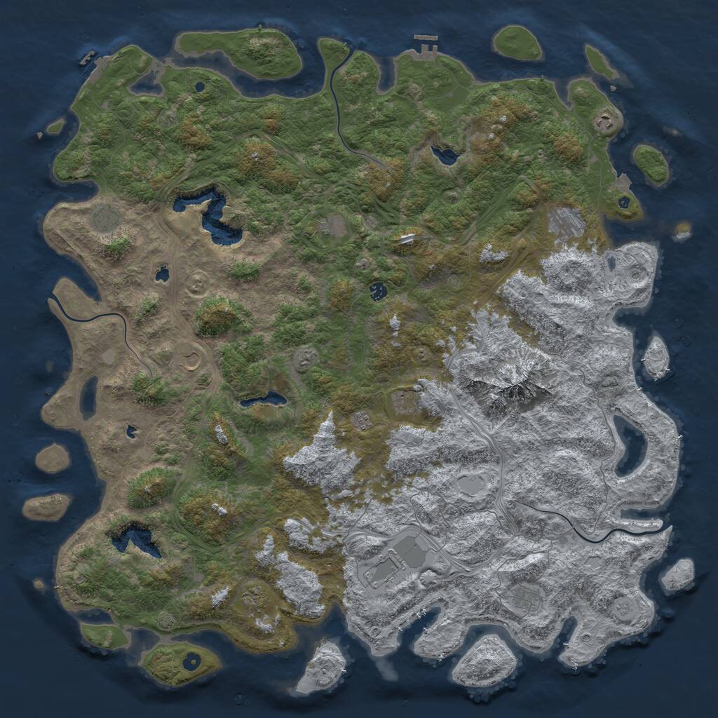 Rust Map: Procedural Map, Size: 6000, Seed: 845845, 17 Monuments