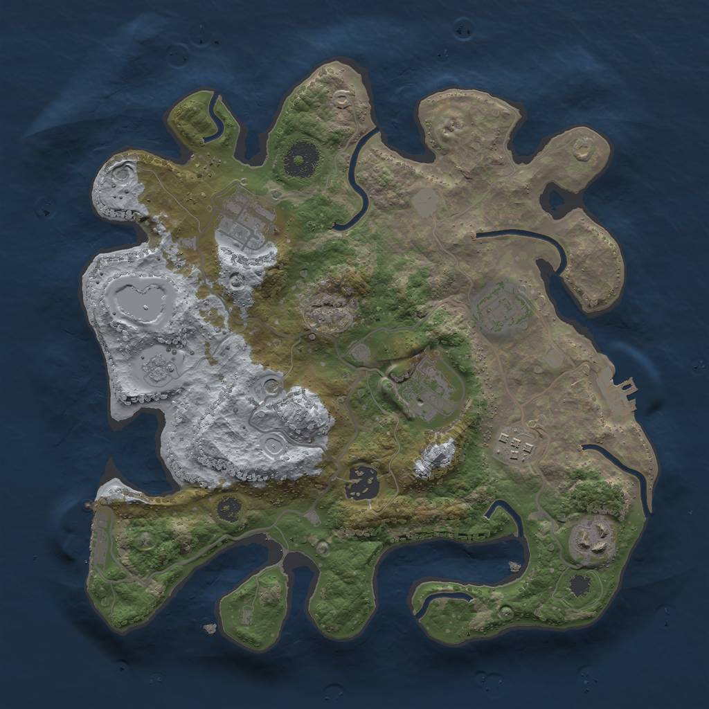 Rust Map: Procedural Map, Size: 3000, Seed: 1231456854, 13 Monuments