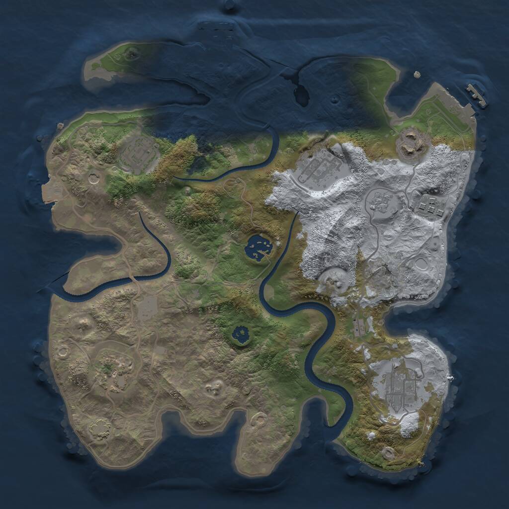 Rust Map: Procedural Map, Size: 3000, Seed: 2029123432, 13 Monuments