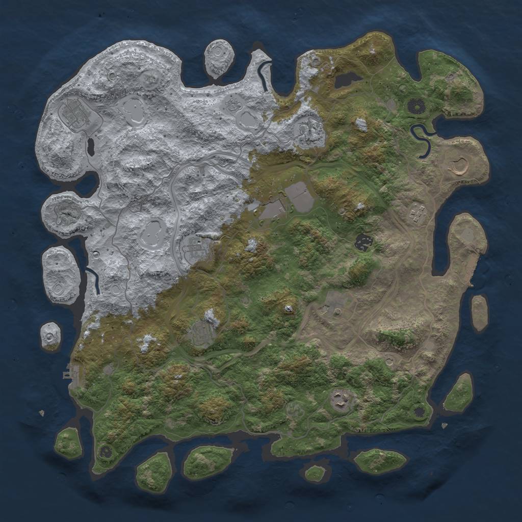 Rust Map: Procedural Map, Size: 4500, Seed: 874463145, 17 Monuments