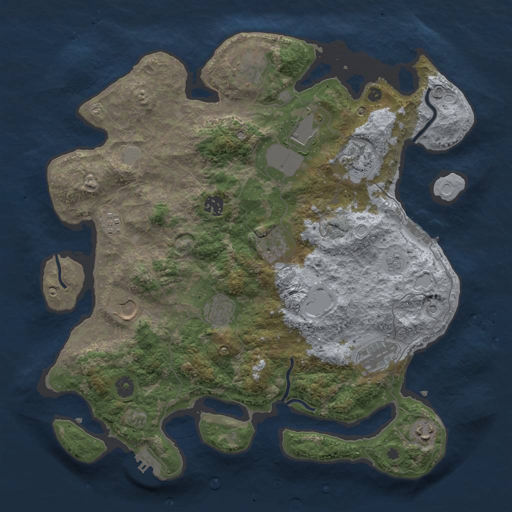 Rust Map: Procedural Map, Size: 3800, Seed: 36616, 17 Monuments