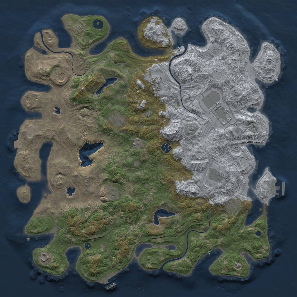 Rust Map: Procedural Map, Size: 4500, Seed: 545677854, 16 Monuments
