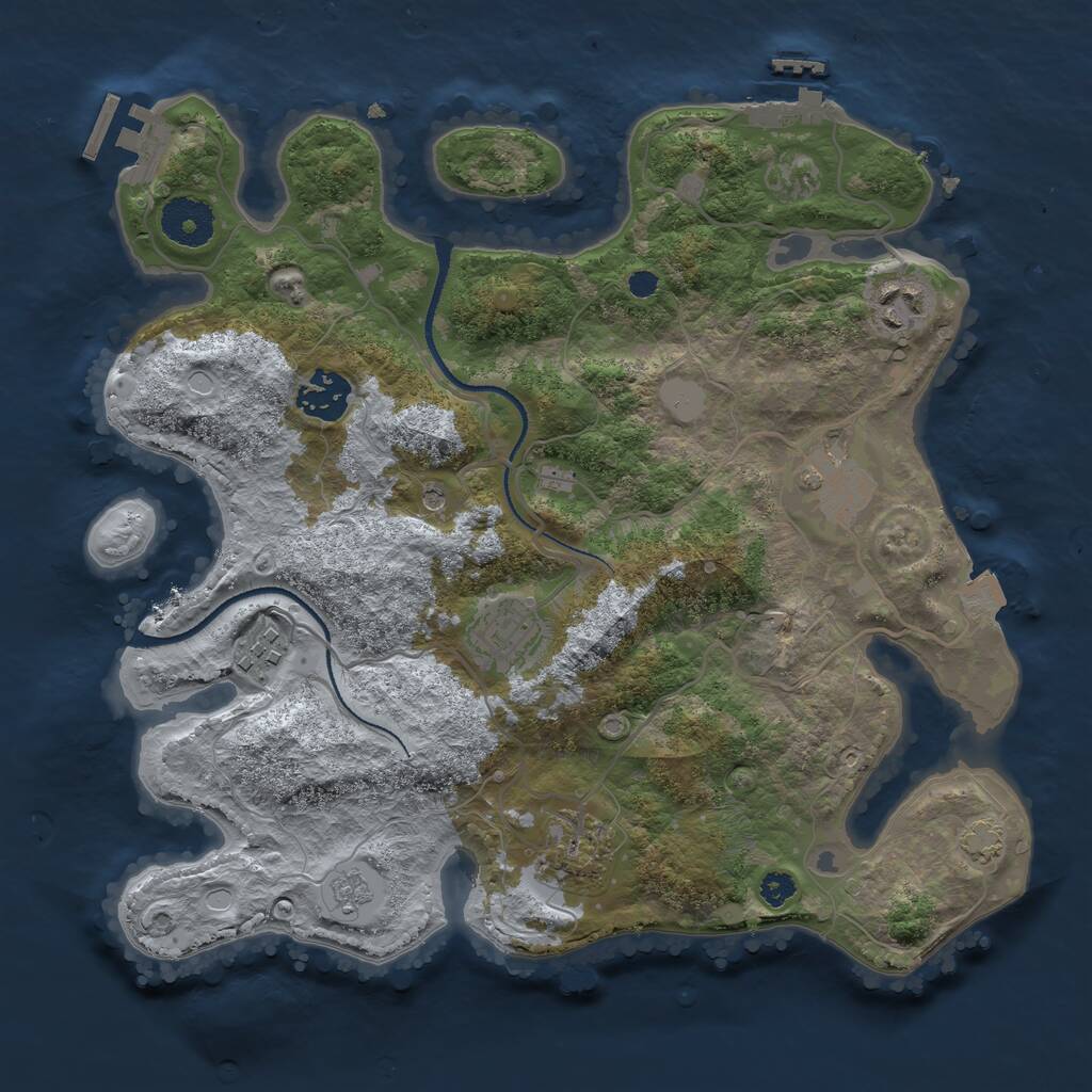 Rust Map: Procedural Map, Size: 3200, Seed: 497324795, 12 Monuments