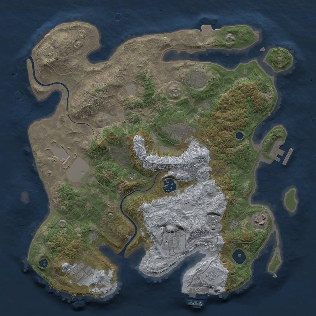 Rust Map: Procedural Map, Size: 3500, Seed: 1078295937, 14 Monuments