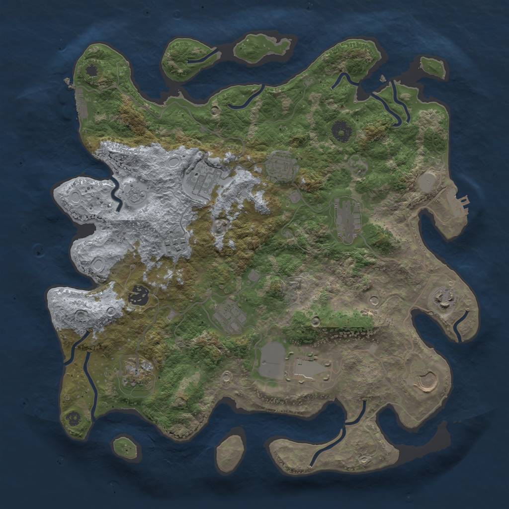 Rust Map: Procedural Map, Size: 3700, Seed: 590914877, 17 Monuments