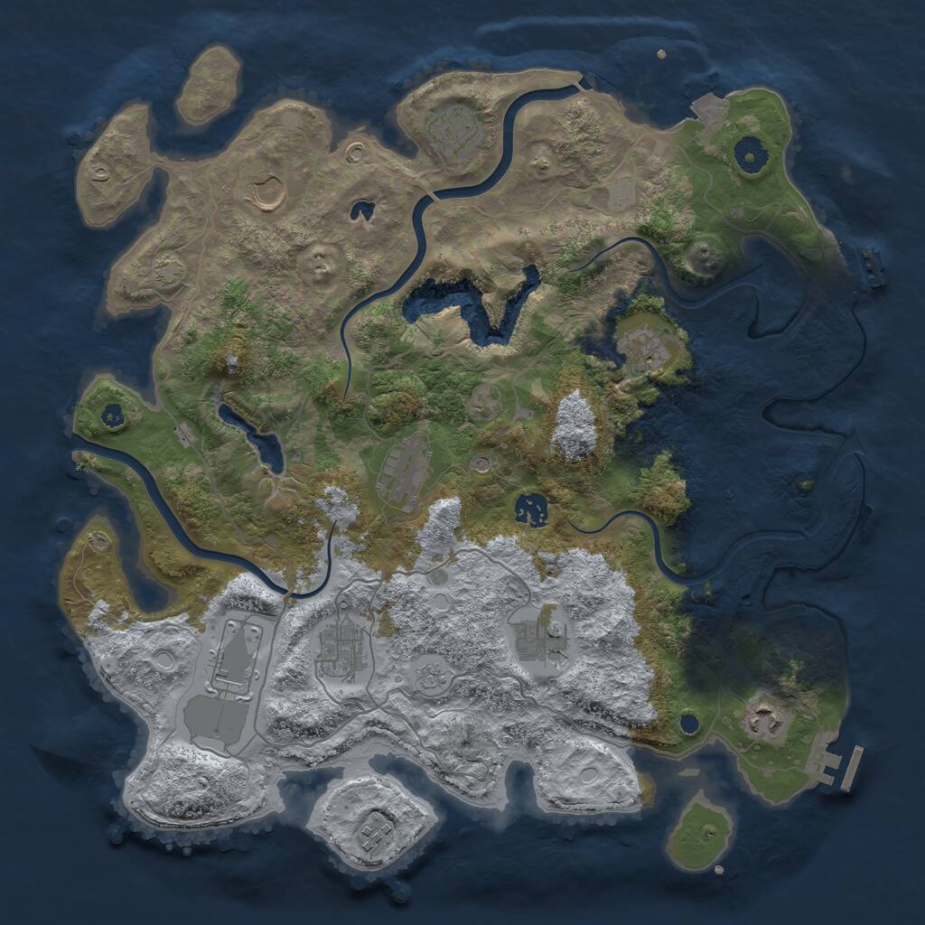 Rust Map: Procedural Map, Size: 4000, Seed: 209602193, 16 Monuments
