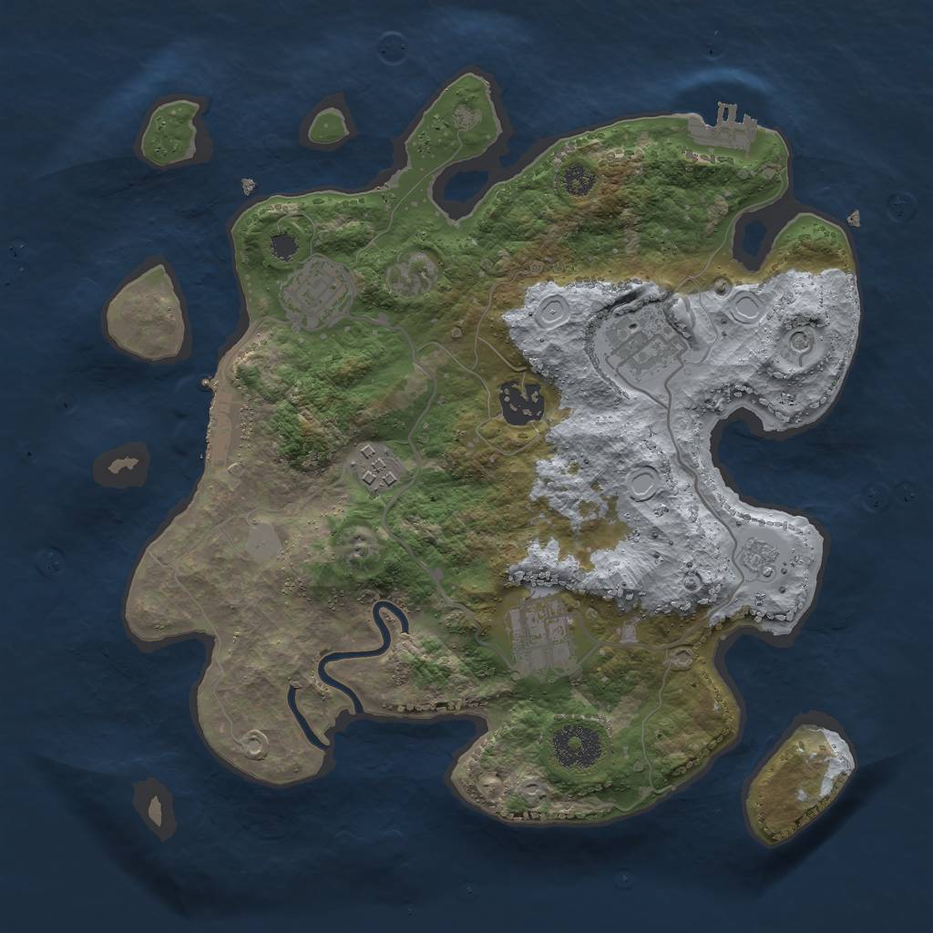 Rust Map: Procedural Map, Size: 3000, Seed: 23229974, 12 Monuments