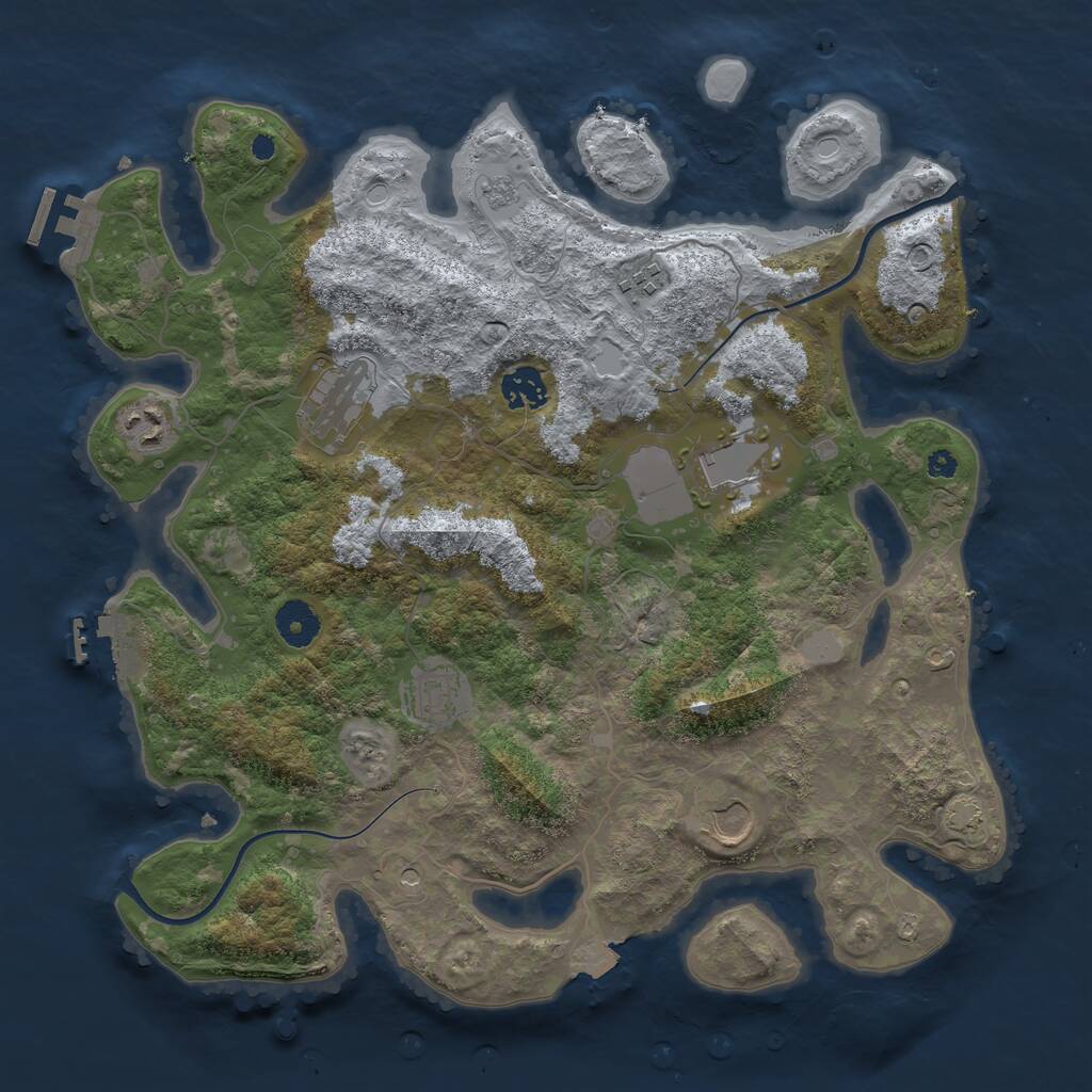 Rust Map: Procedural Map, Size: 3700, Seed: 1720428369, 13 Monuments