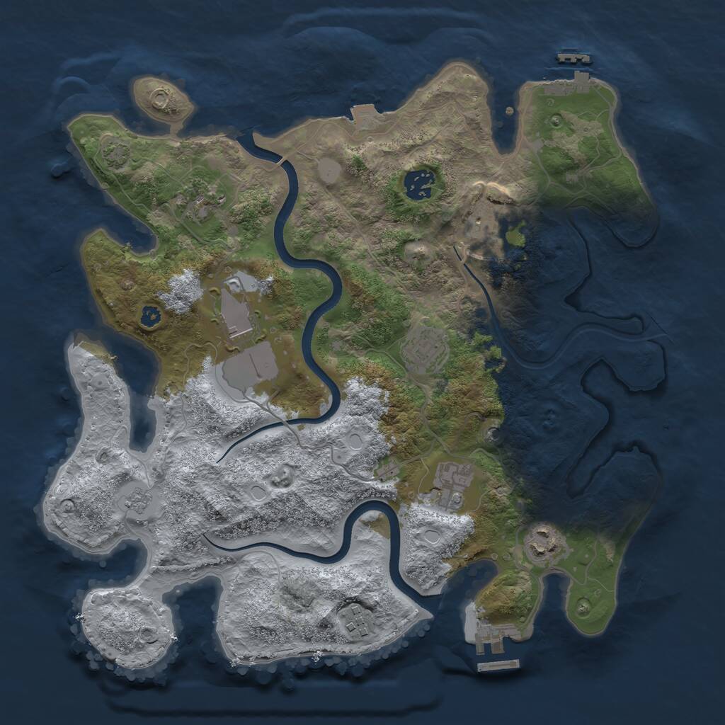 Rust Map: Procedural Map, Size: 3500, Seed: 4634, 14 Monuments