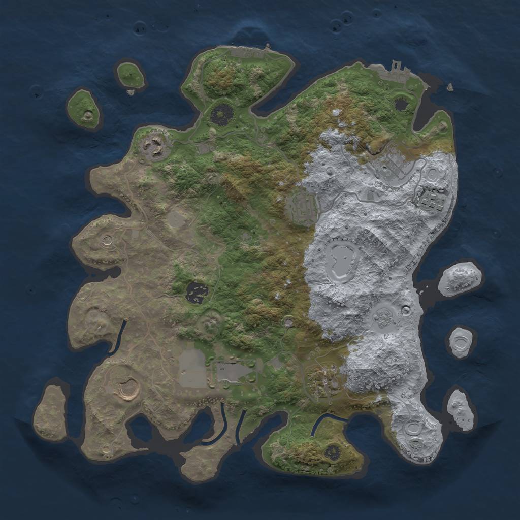 Rust Map: Procedural Map, Size: 3500, Seed: 202299875, 15 Monuments
