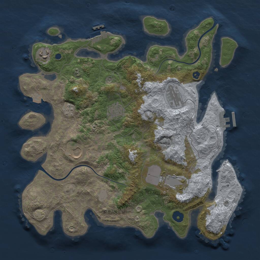 Rust Map: Procedural Map, Size: 3500, Seed: 415287046, 12 Monuments